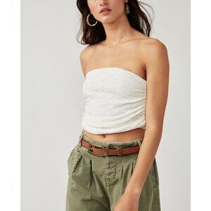 Free People White Strapless Crop Top